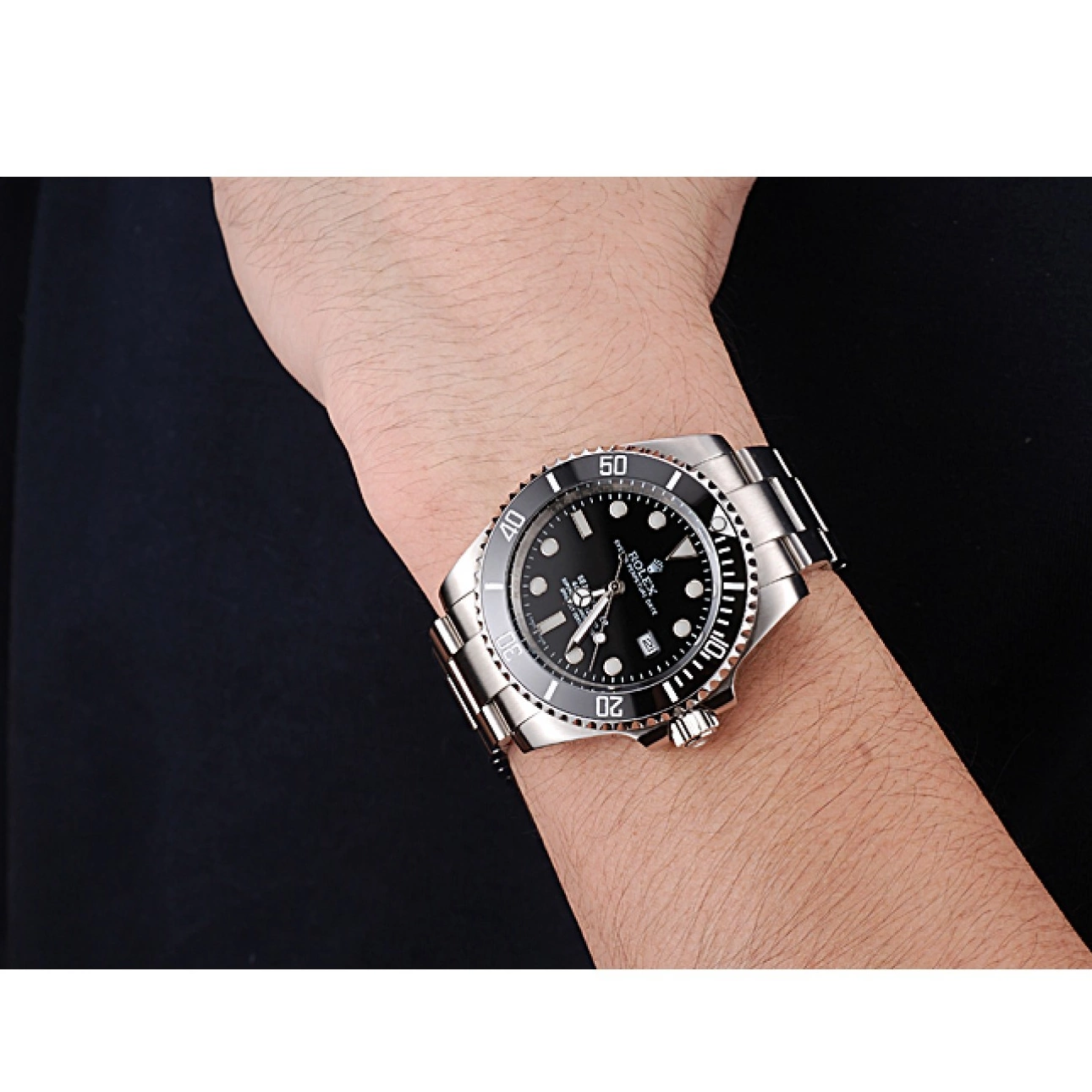 Aaa replica watch Rolex Stainless Case Steel Bracelet Sky Black 622837 Dwellerr Dial And 0821